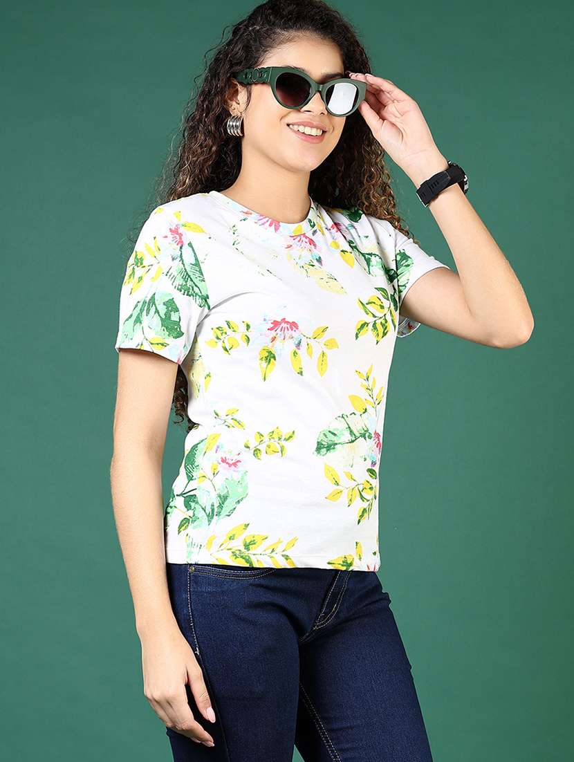 women floral print short sleeve regular t-shirt