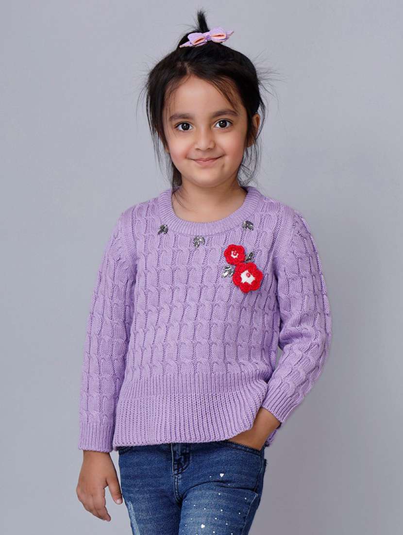 girls self designed long sleeves sweater