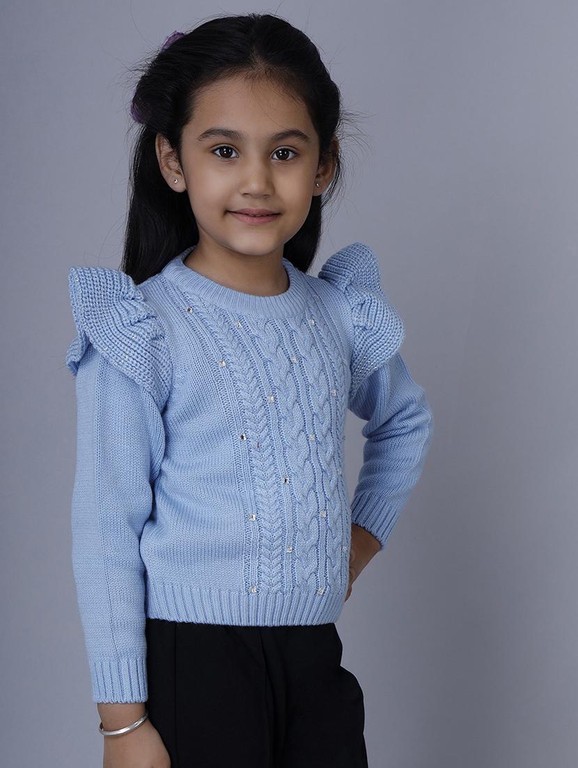 girls self designed long sleeves sweater - 21761922 - Standard Image - 2