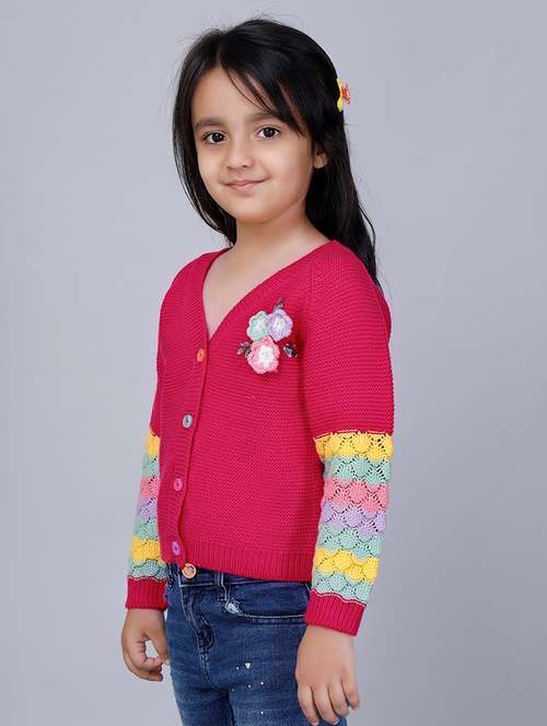girls self designed long sleeves sweater - 21761929 - Standard Image - 0