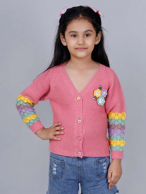 girls self designed long sleeves sweater - 21761930 -  Standard Image - 0