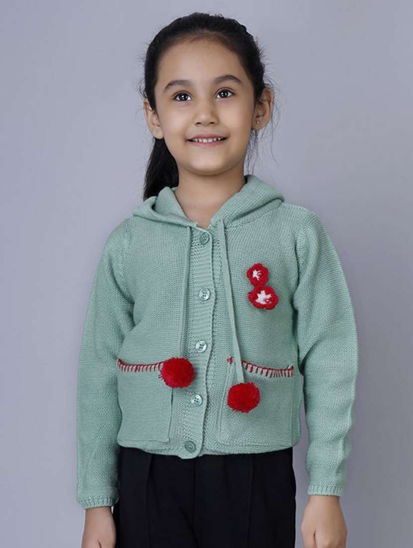 girls self designed long sleeves hooded sweater