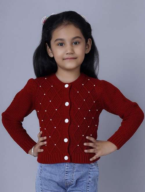 girls self designed embellished long sleeves sweater - 21761933 - Standard Image - 0