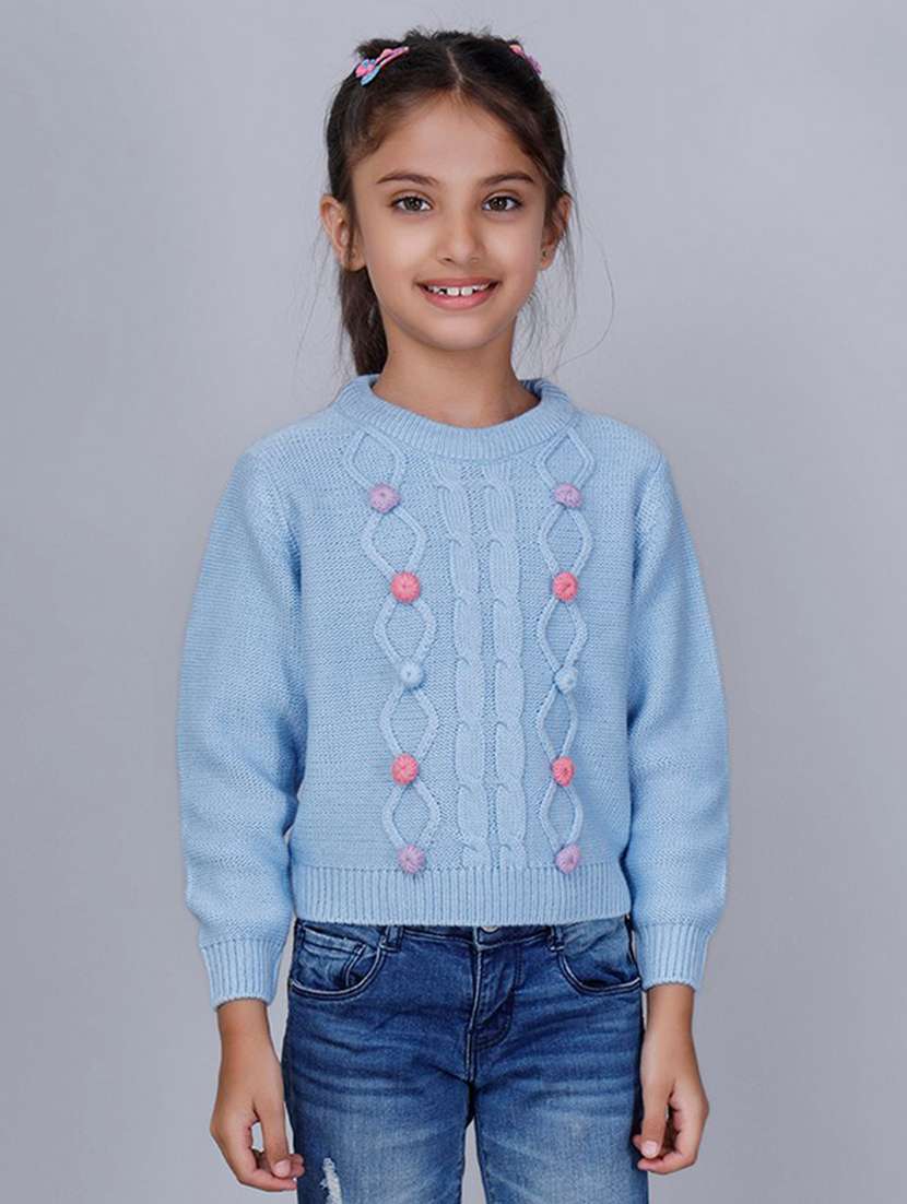 girls self designed long sleeves sweater