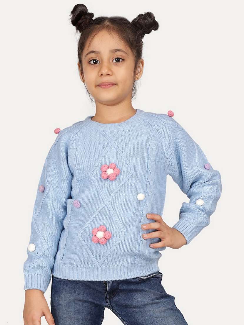 girls self designed long sleeves sweater