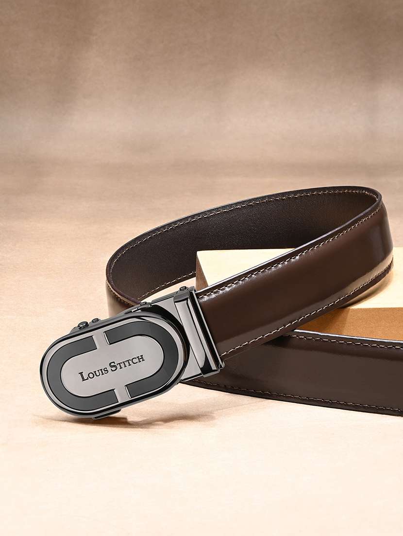 men brown leather belt