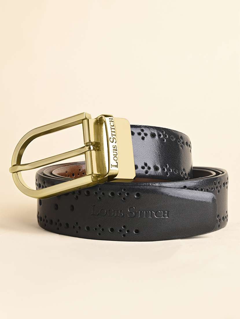 men pin buckle reversible leather belt