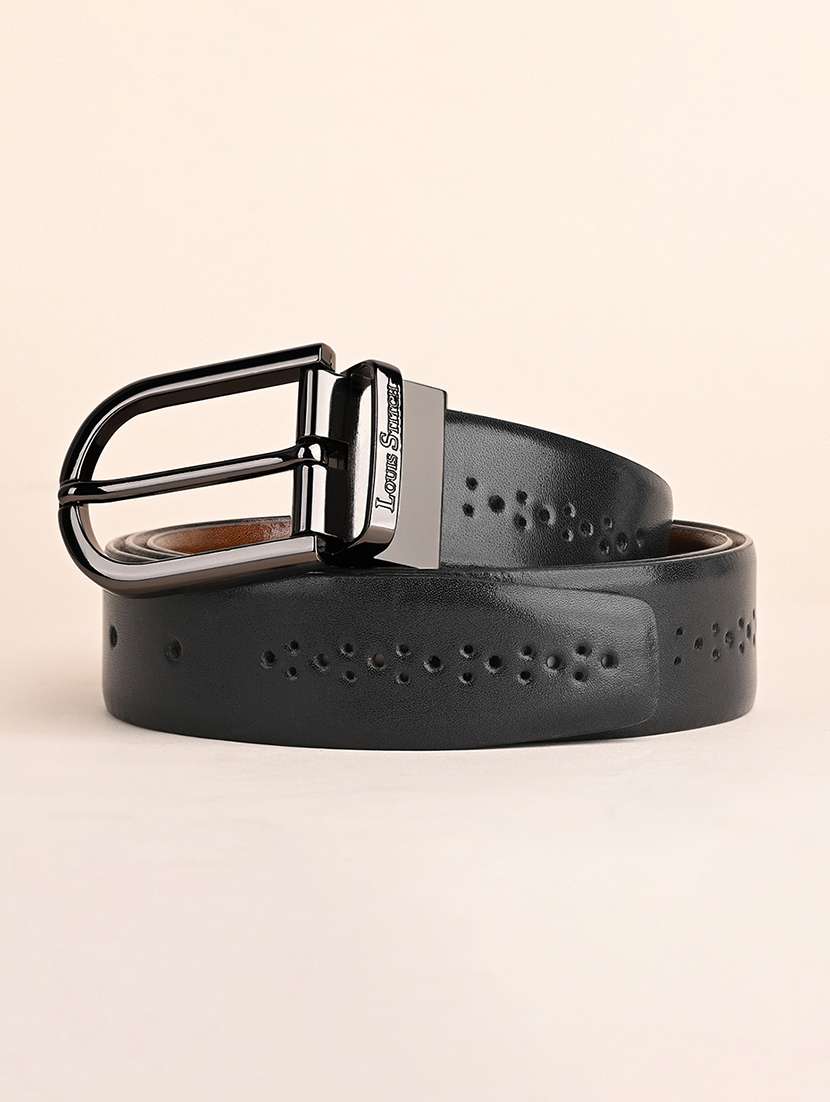 men pin buckle reversible leather belt