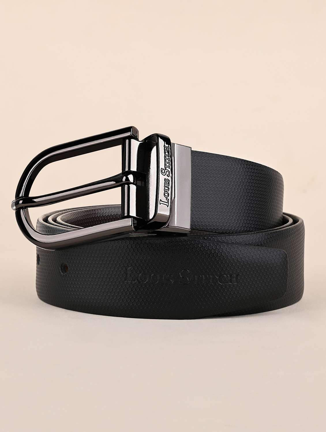 men pin buckle reversible leather belt