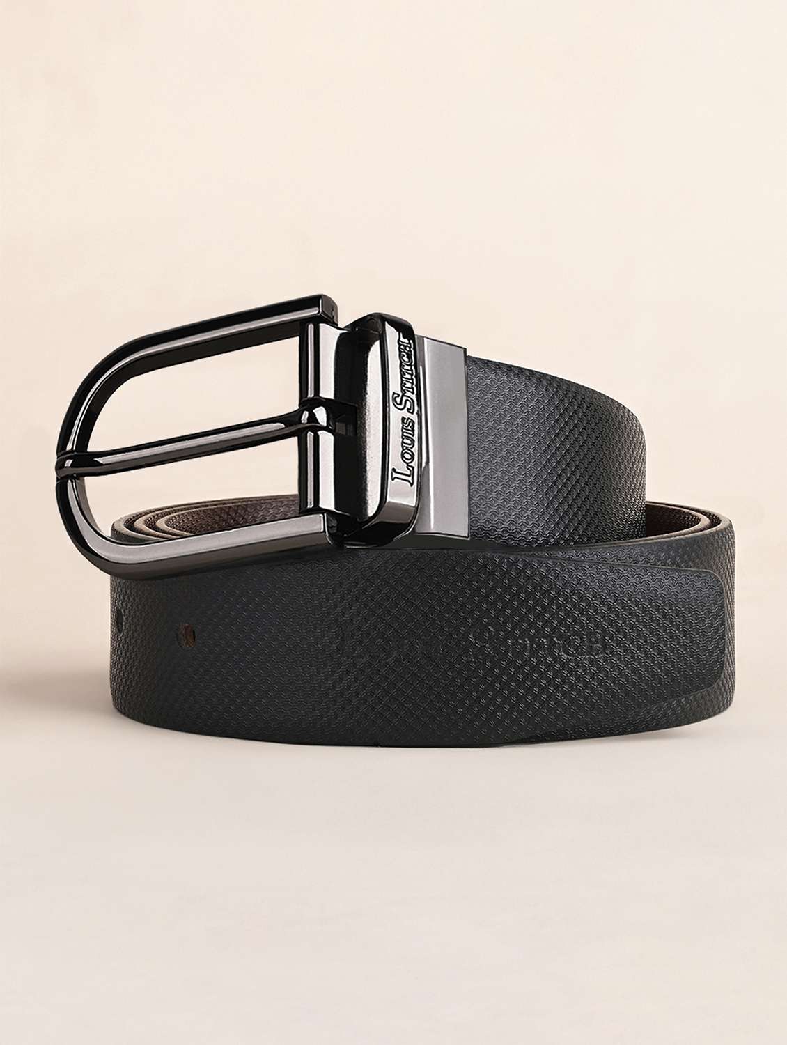 men pin buckle reversible leather belt