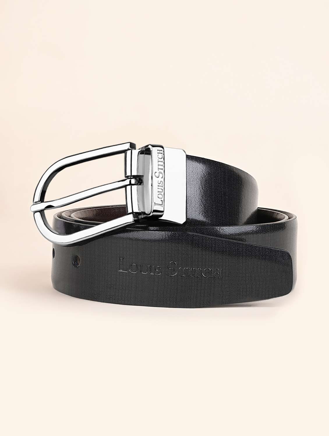 men pin buckle reversible leather belt