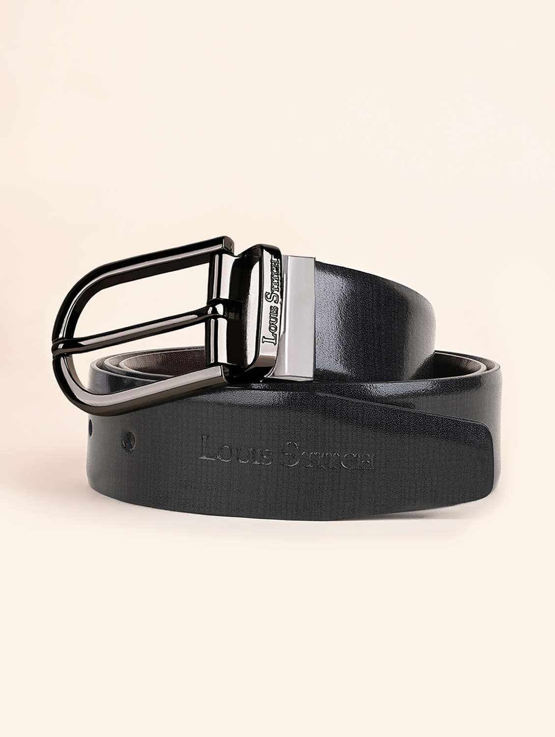 men pin buckle reversible leather belt