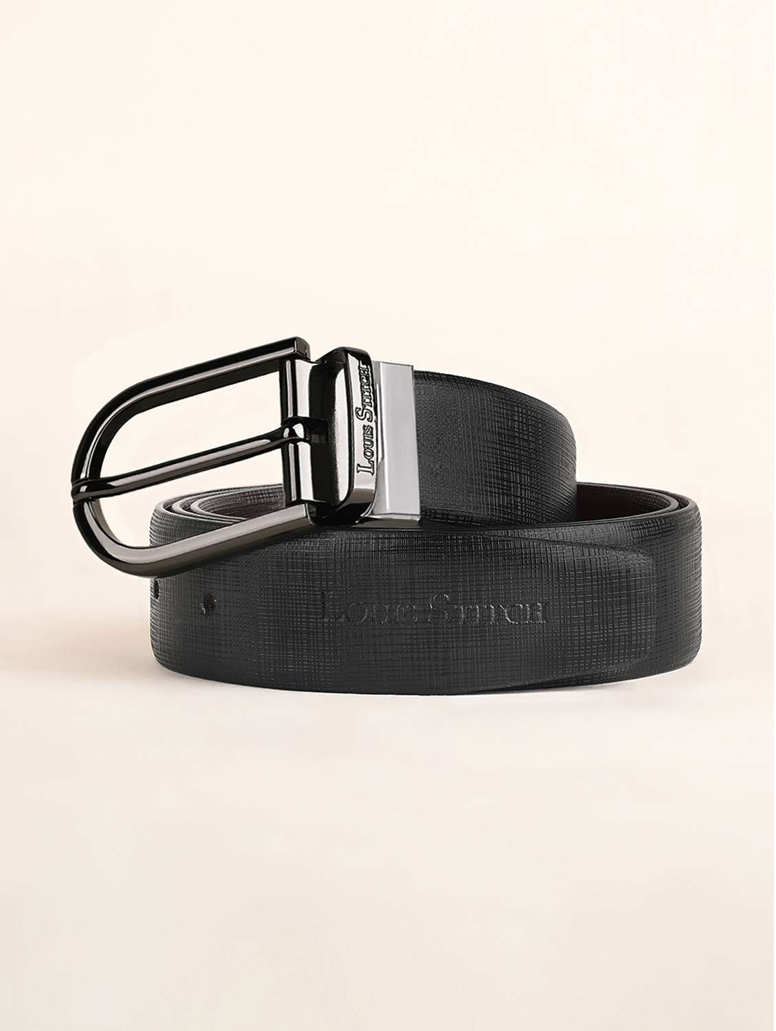 men pin buckle reversible leather belt