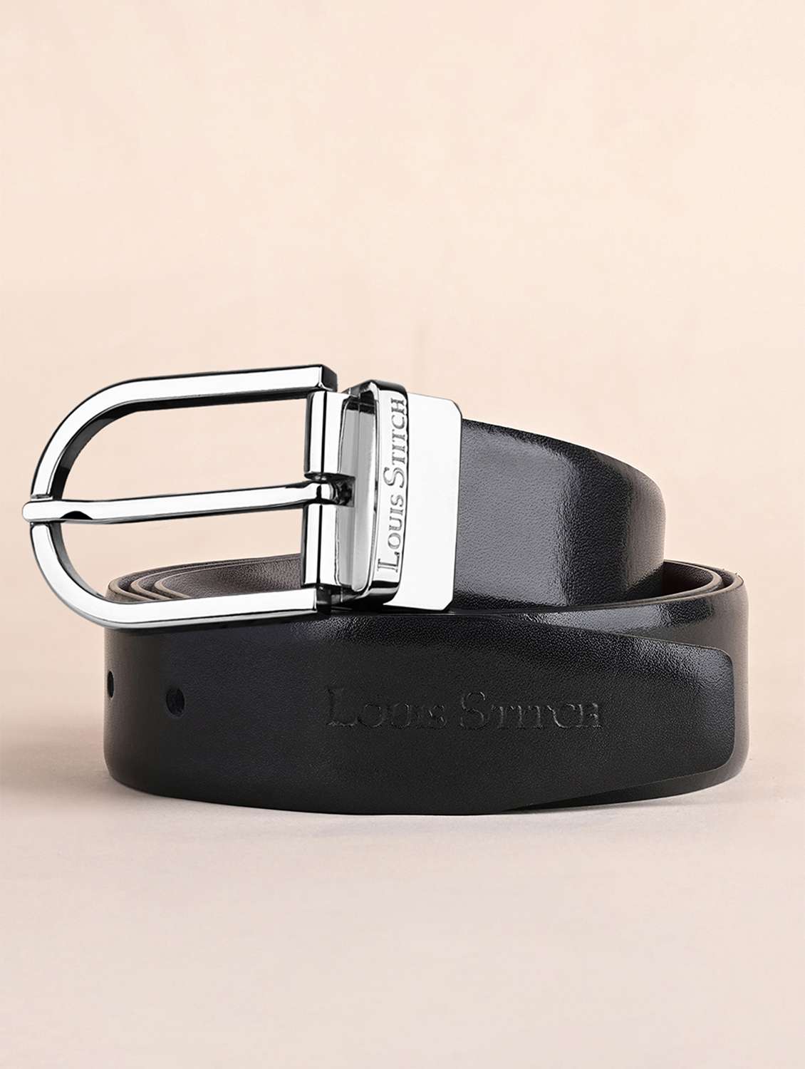 men pin buckle reversible leather belt
