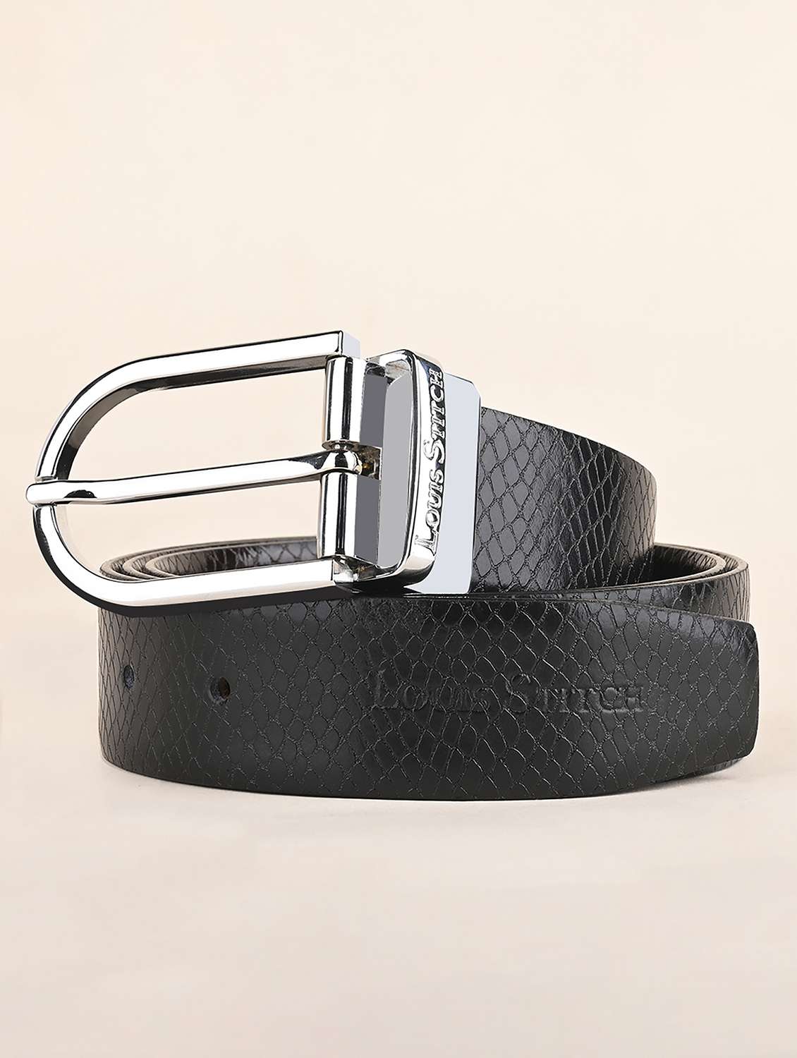 men pin buckle reversible leather belt