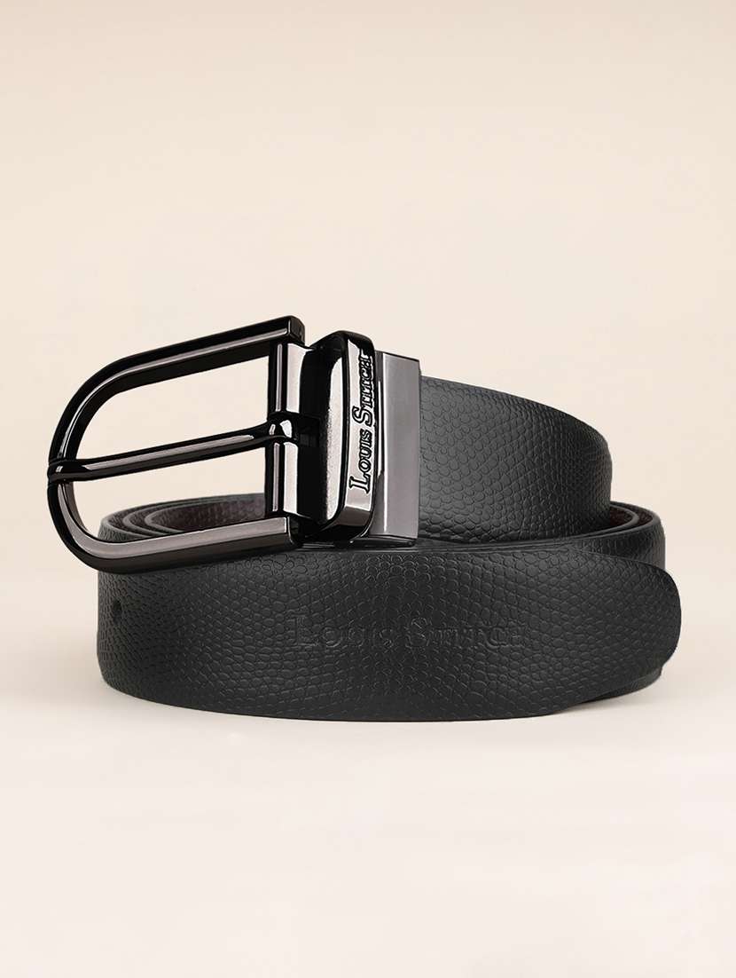 men pin buckle reversible leather belt