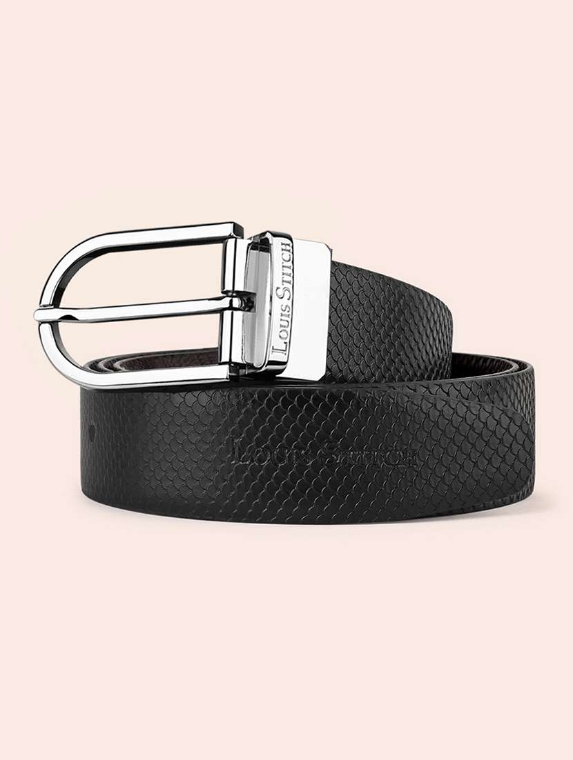 men pin buckle reversible leather belt