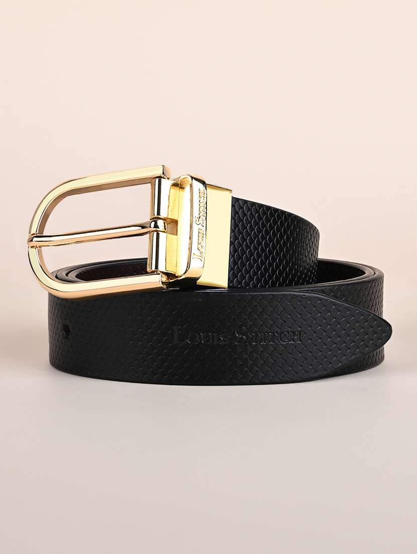 men textured pin buckle belt