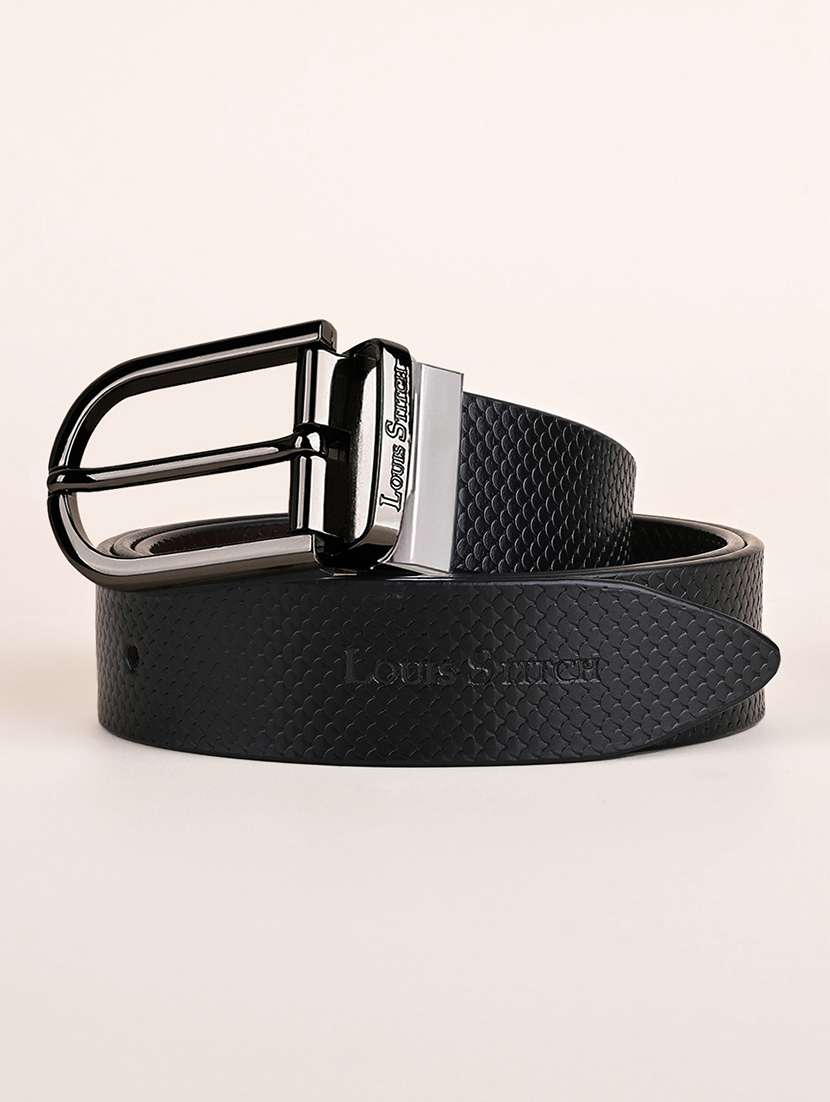 men textured pin buckle belt