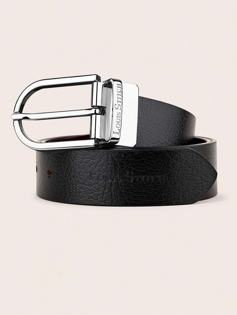 men pin buckle reversible leather belt
