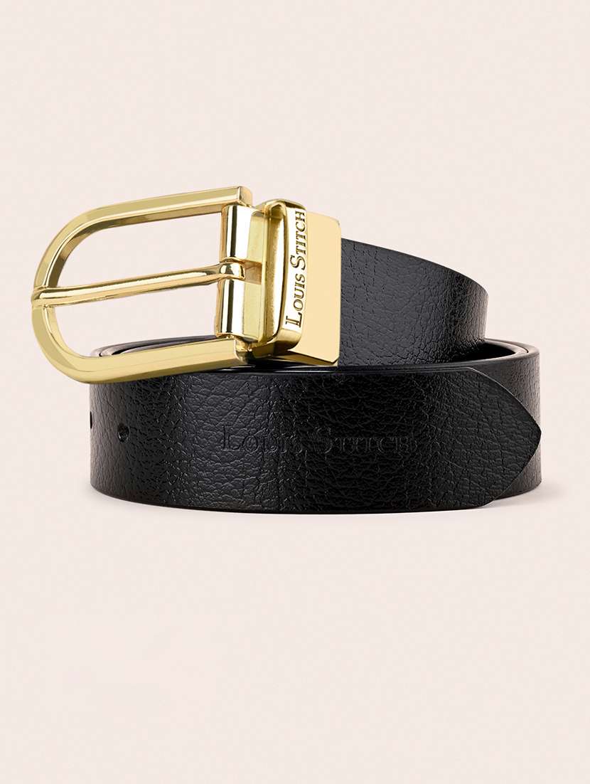 men pin buckle reversible leather belt