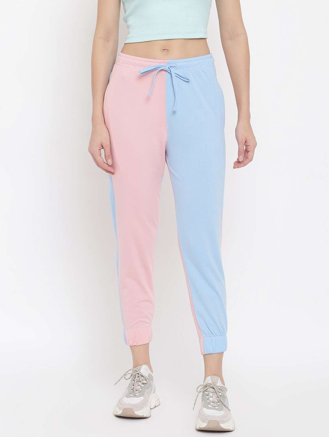 women color blocked mid rise track pant