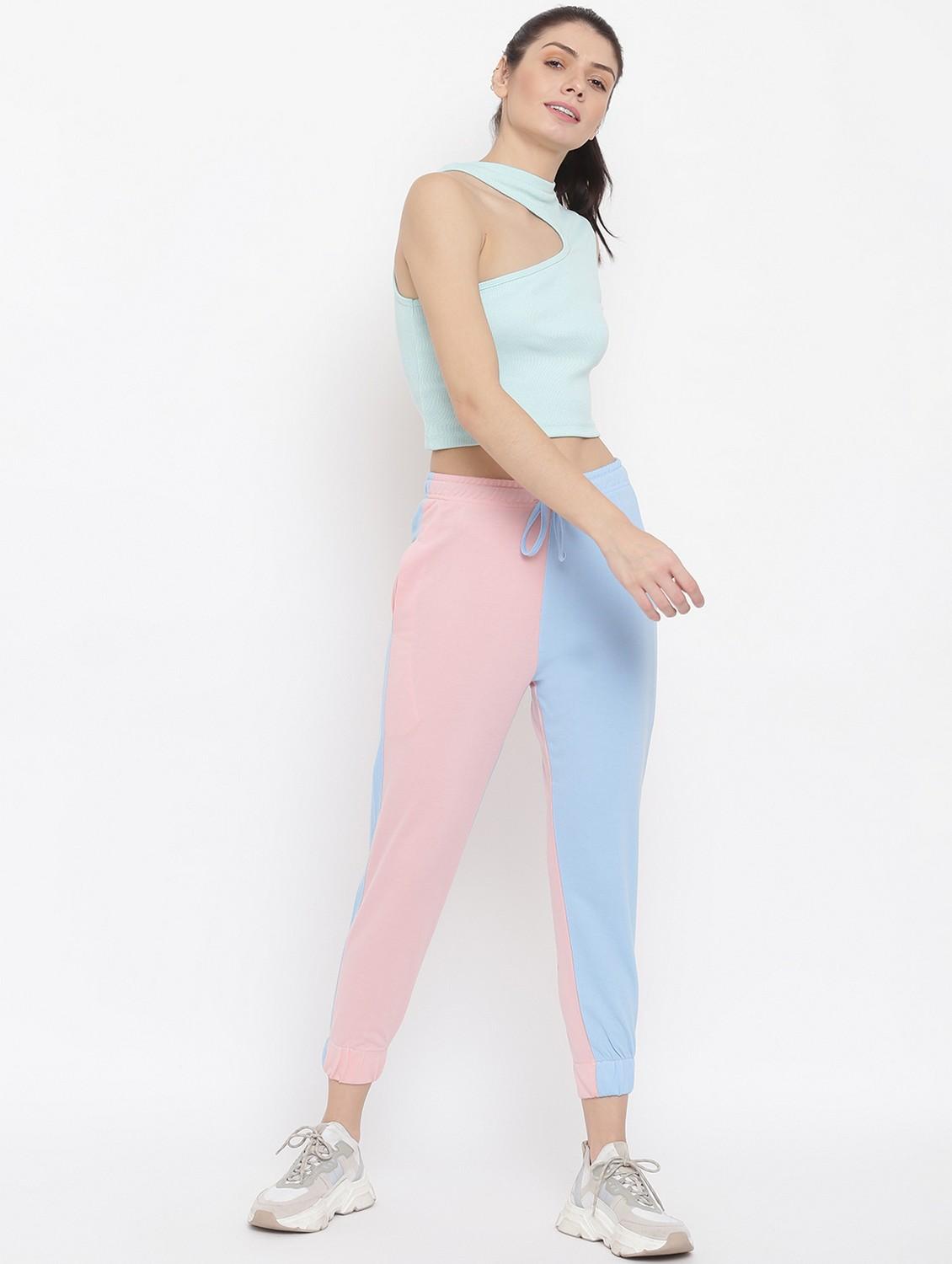 women color blocked mid rise track pant - 21762220 - Standard Image - 2