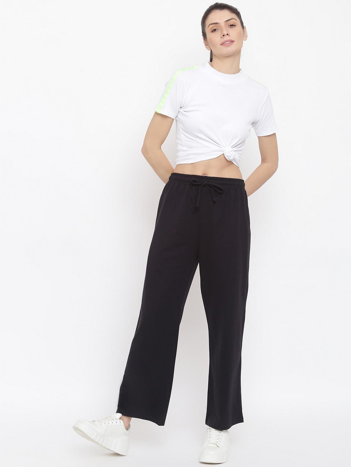 women solid mid rise track pant - 21762221 - Standard Image - 2