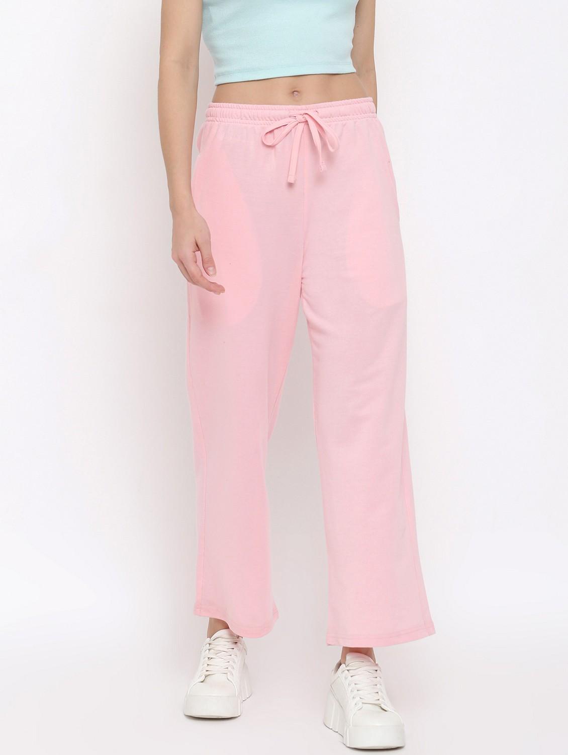 women solid mid rise track pant