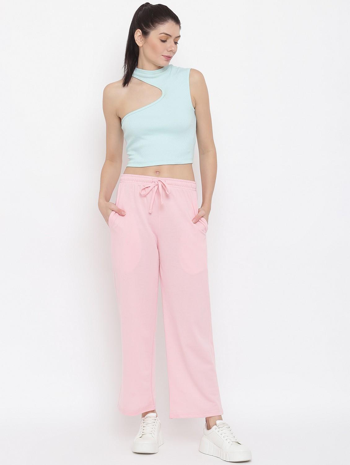 women solid mid rise track pant - 21762223 - Standard Image - 2