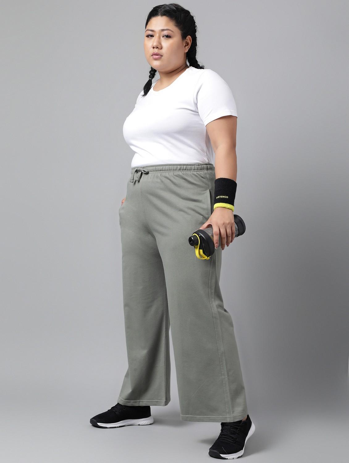 women plus size solid mid rise track pant - 21762232 - Standard Image - 2
