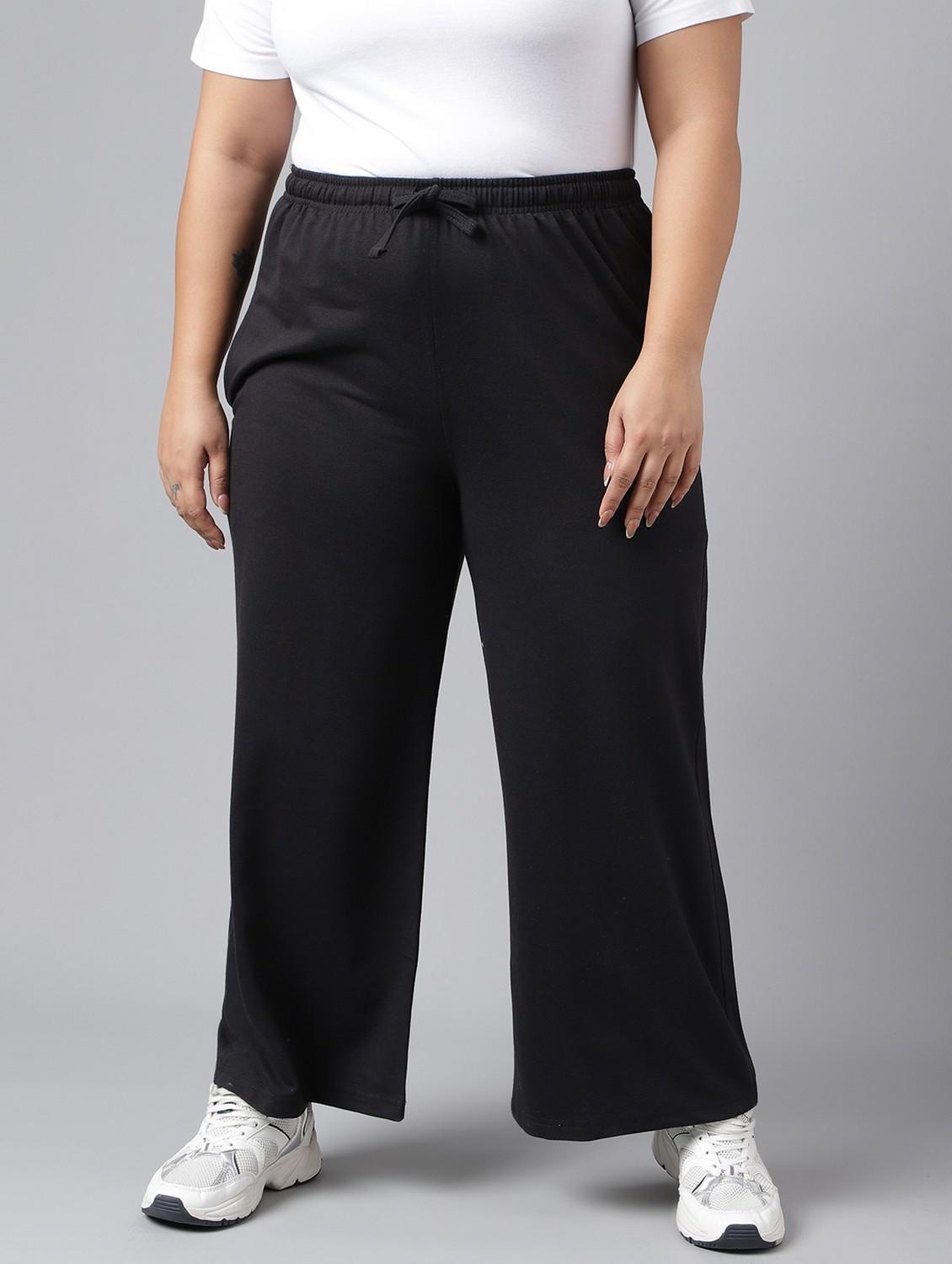women plus size solid mid rise track pant - 21762234 -  Zoom Image - 0