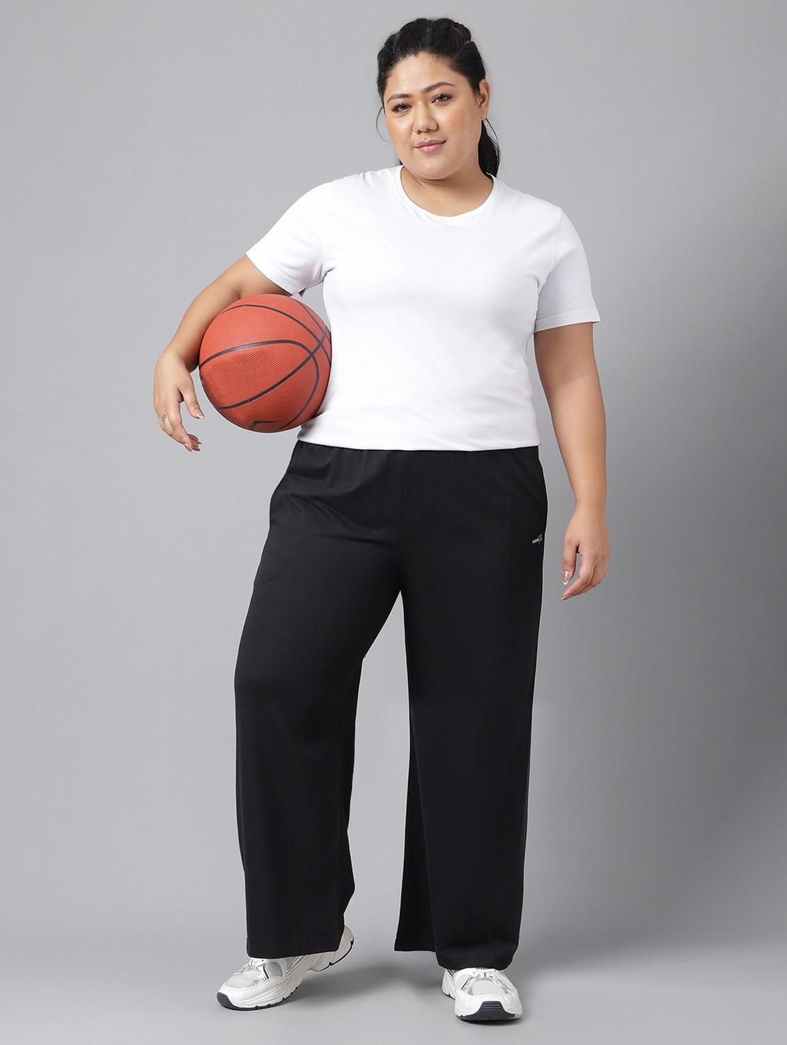 women plus size solid mid rise track pant - 21762234 - Standard Image - 2