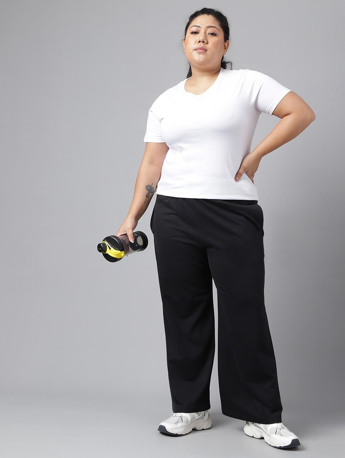 women plus size solid mid rise track pant - 21762235 - Standard Image - 2