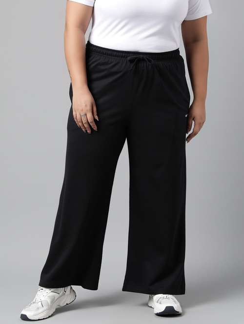 women plus size solid mid rise track pant - 21762238 -  Standard Image - 0