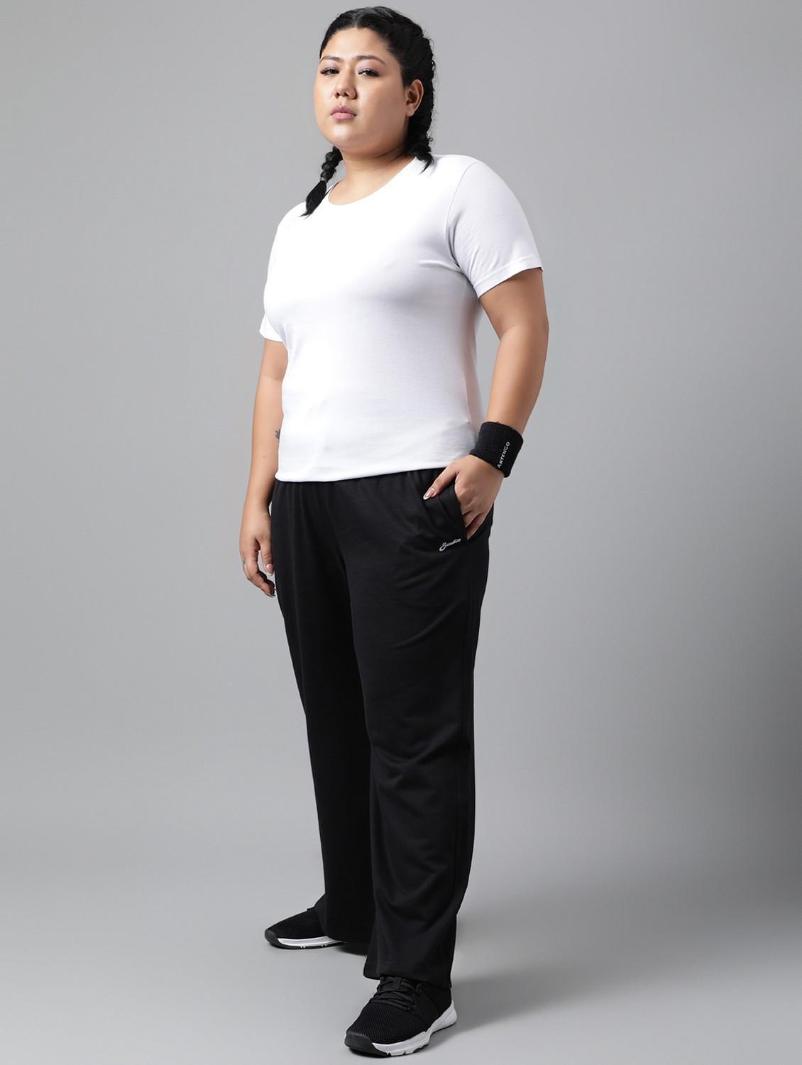 women plus size solid mid rise track pant - 21762239 - Standard Image - 2
