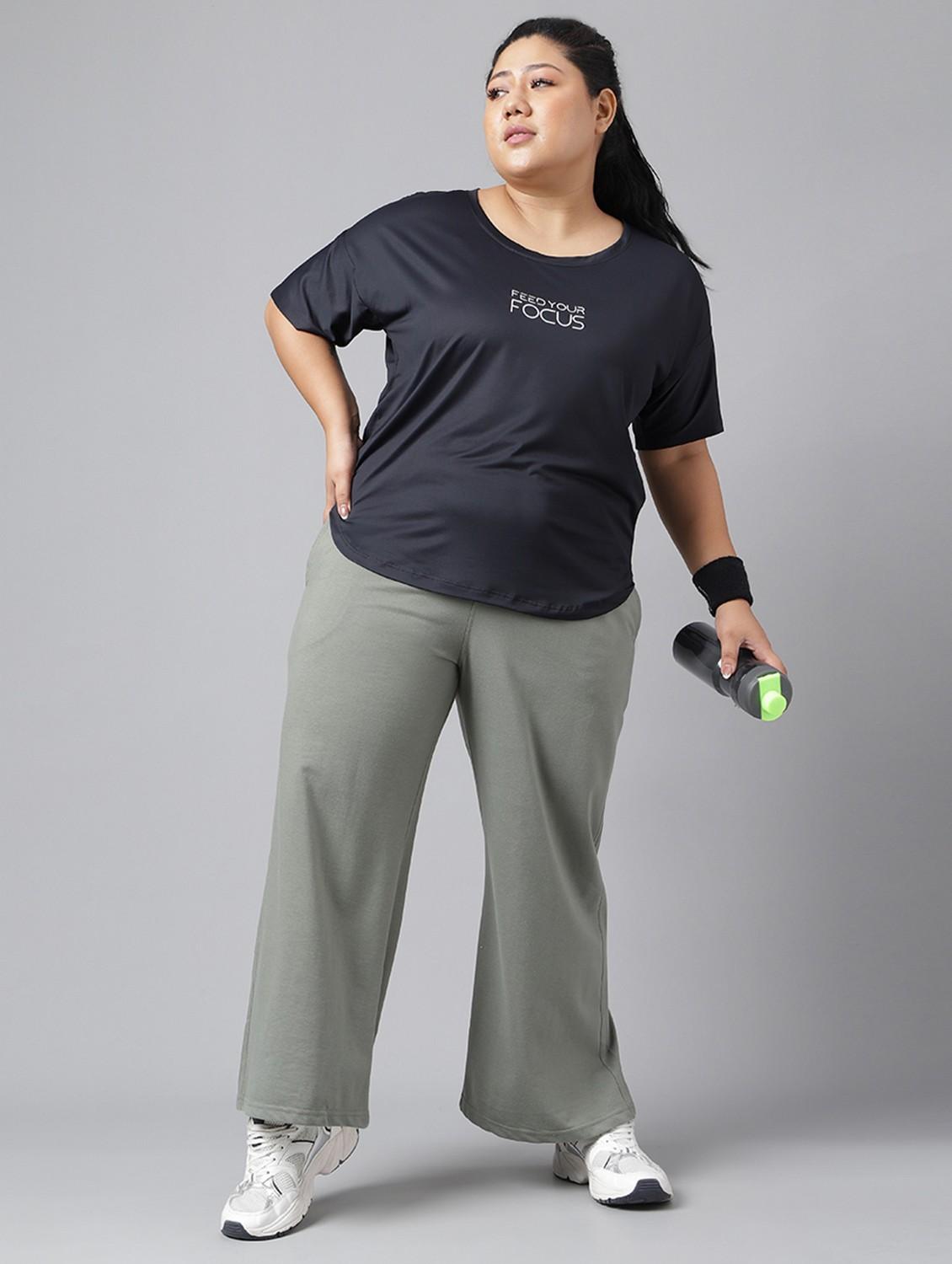 women plus size solid mid rise track pant - 21762240 - Standard Image - 2