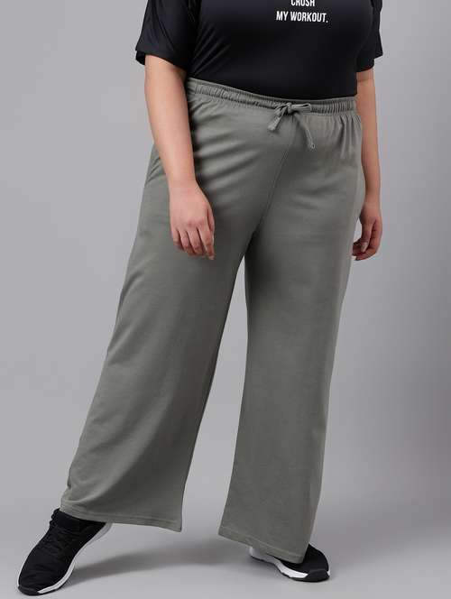 women plus size solid mid rise track pant - 21762241 -  Standard Image - 0