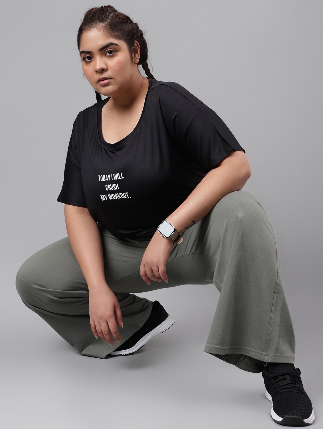 women plus size solid mid rise track pant - 21762241 - Standard Image - 2