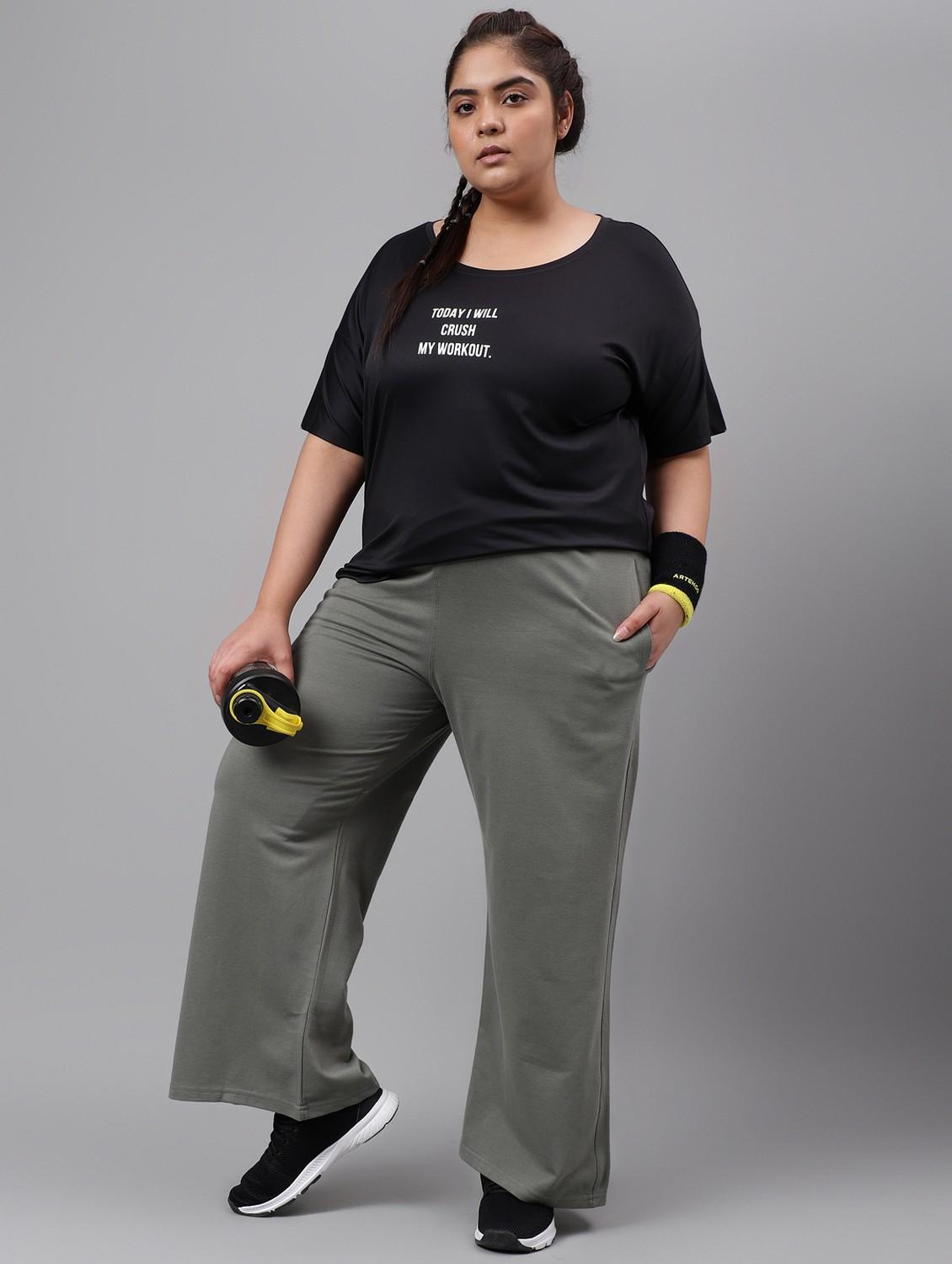 women plus size solid mid rise track pant - 21762243 - Standard Image - 2
