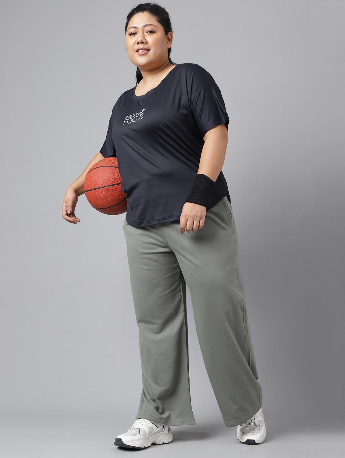 women plus size solid mid rise track pant - 21762244 - Standard Image - 2