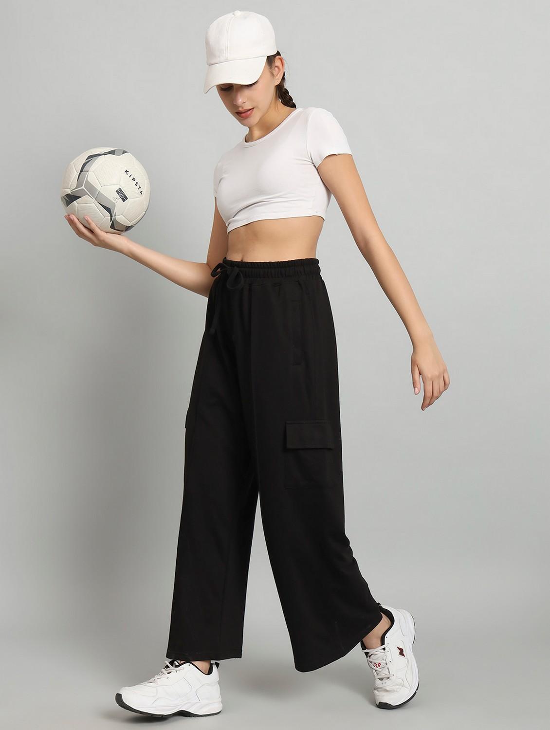 women solid mid rise track pant - 21762249 - Standard Image - 2