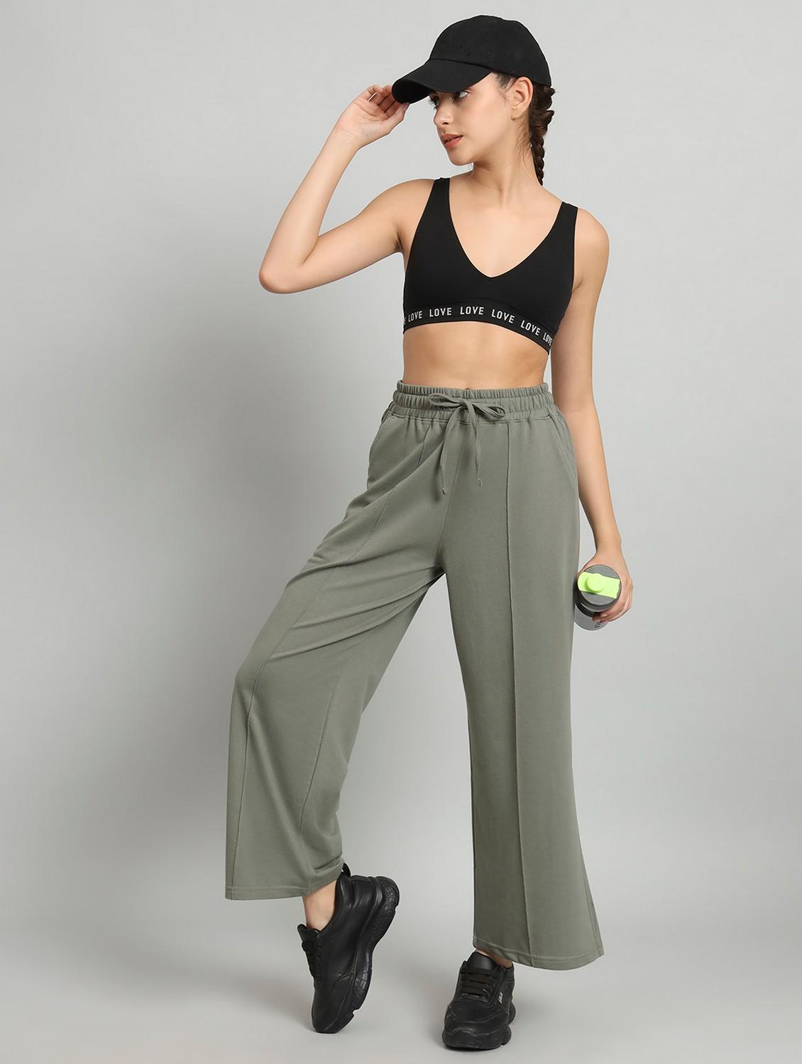 women solid mid rise track pant - 21762250 - Standard Image - 2