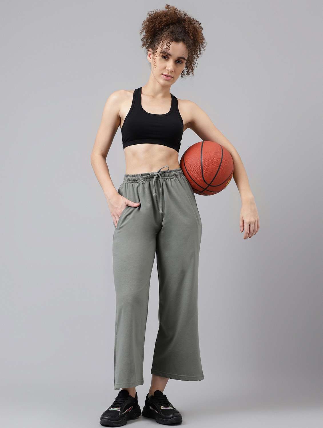 women solid mid rise track pant - 21762264 -  Standard Image - 2