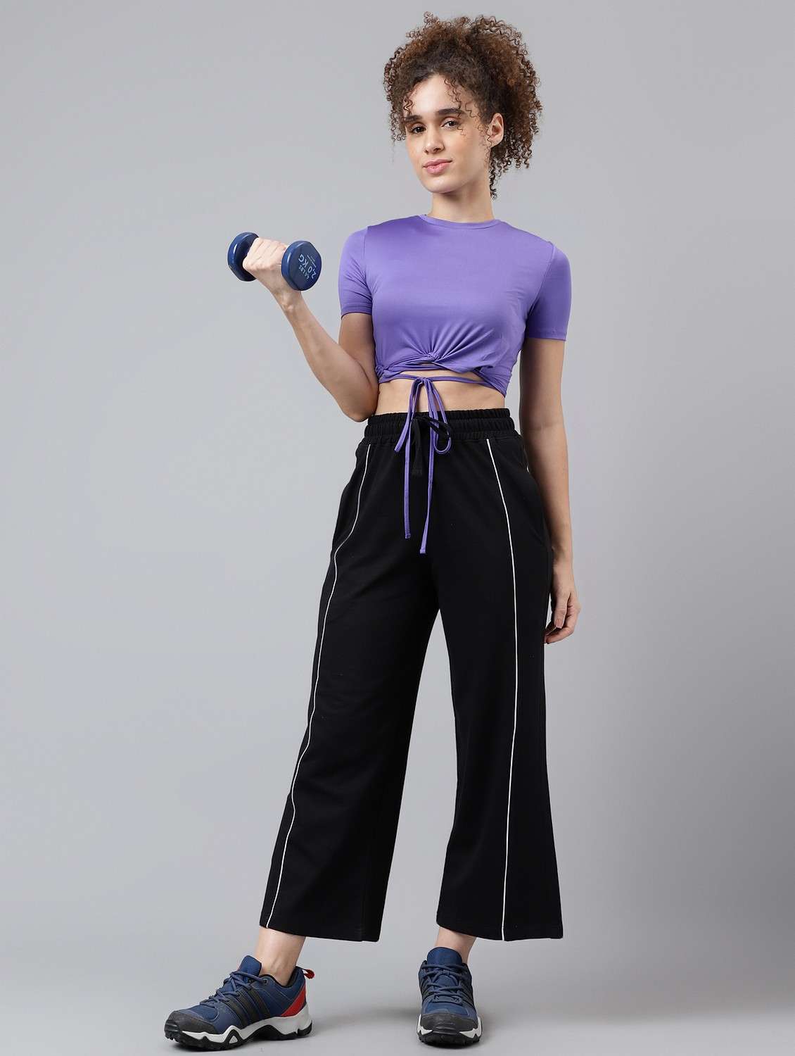 women solid mid rise track pant - 21762274 - Standard Image - 2