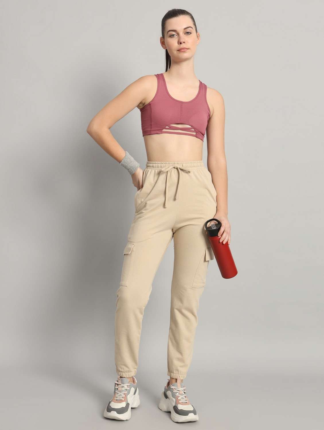 women solid mid rise cargo - 21762285 -  Standard Image - 2