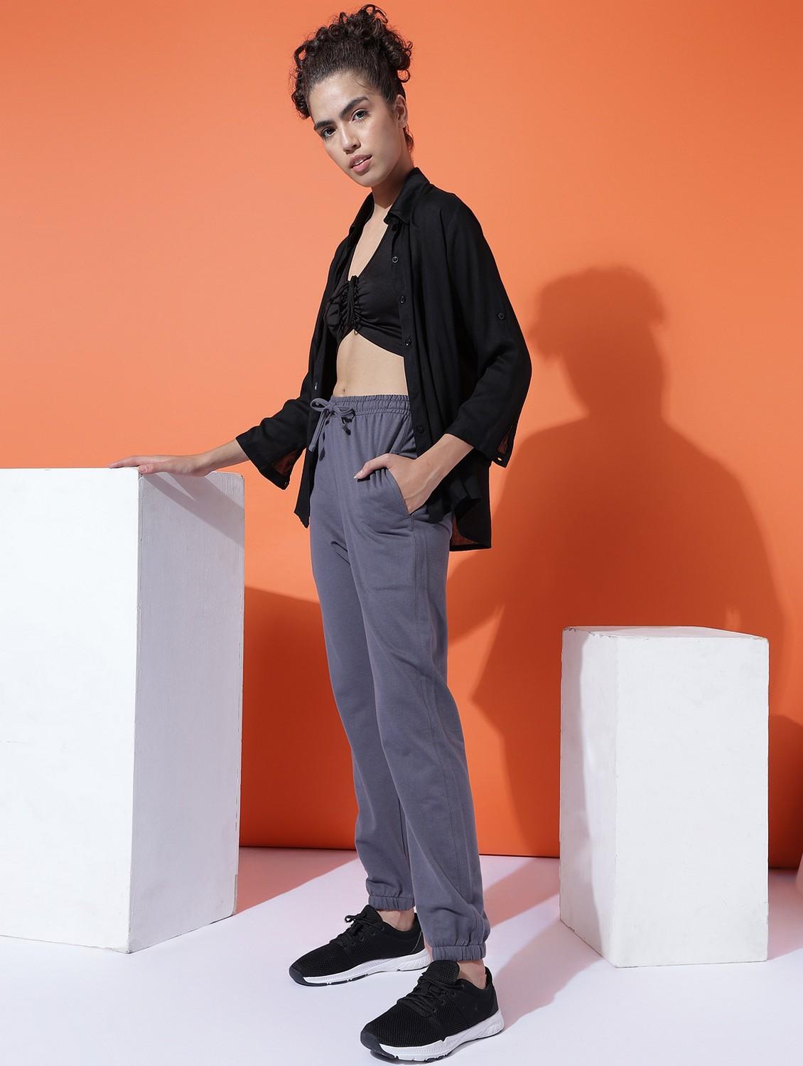 women solid mid rise jogger - 21762286 - Standard Image - 2