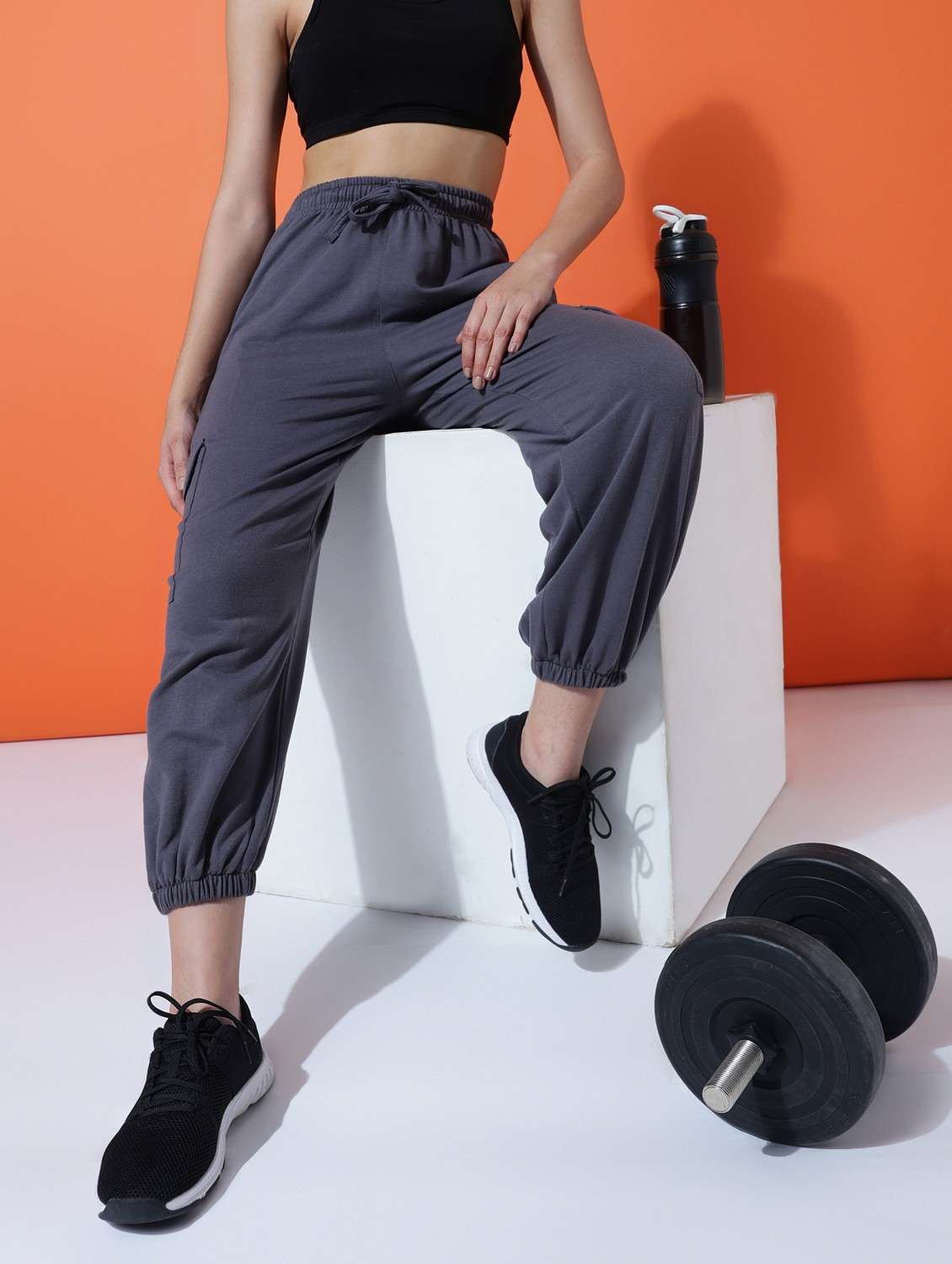 women solid mid rise cargo - 21762288 - Standard Image - 2