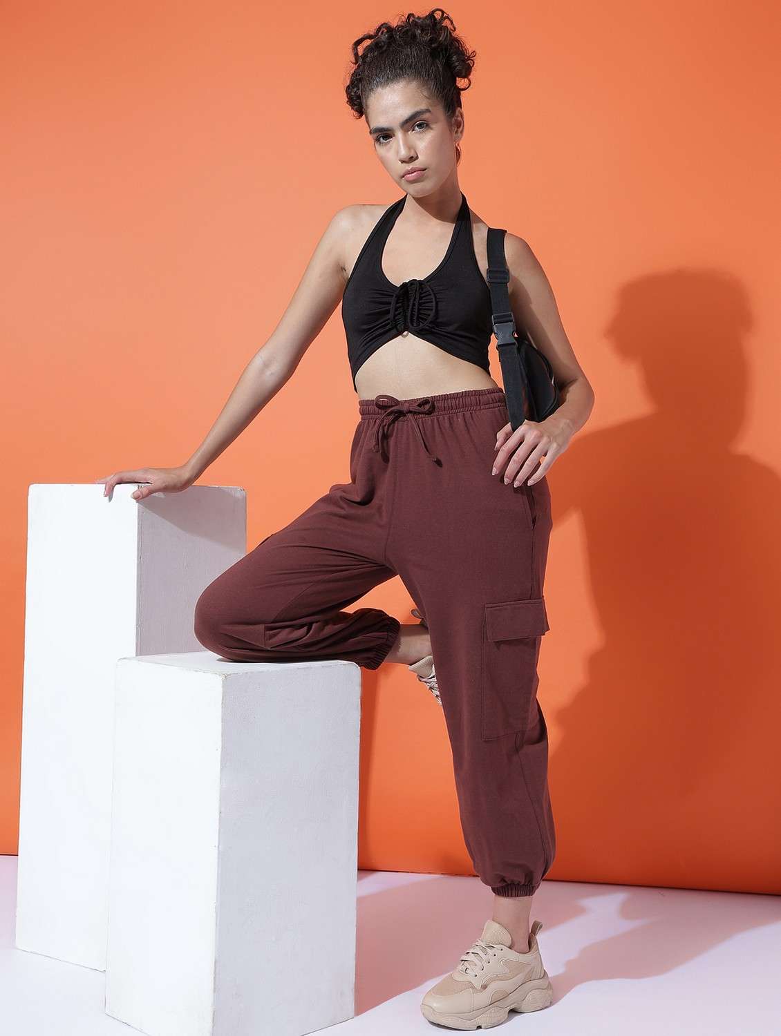 women solid mid rise cargo - 21762289 -  Standard Image - 2