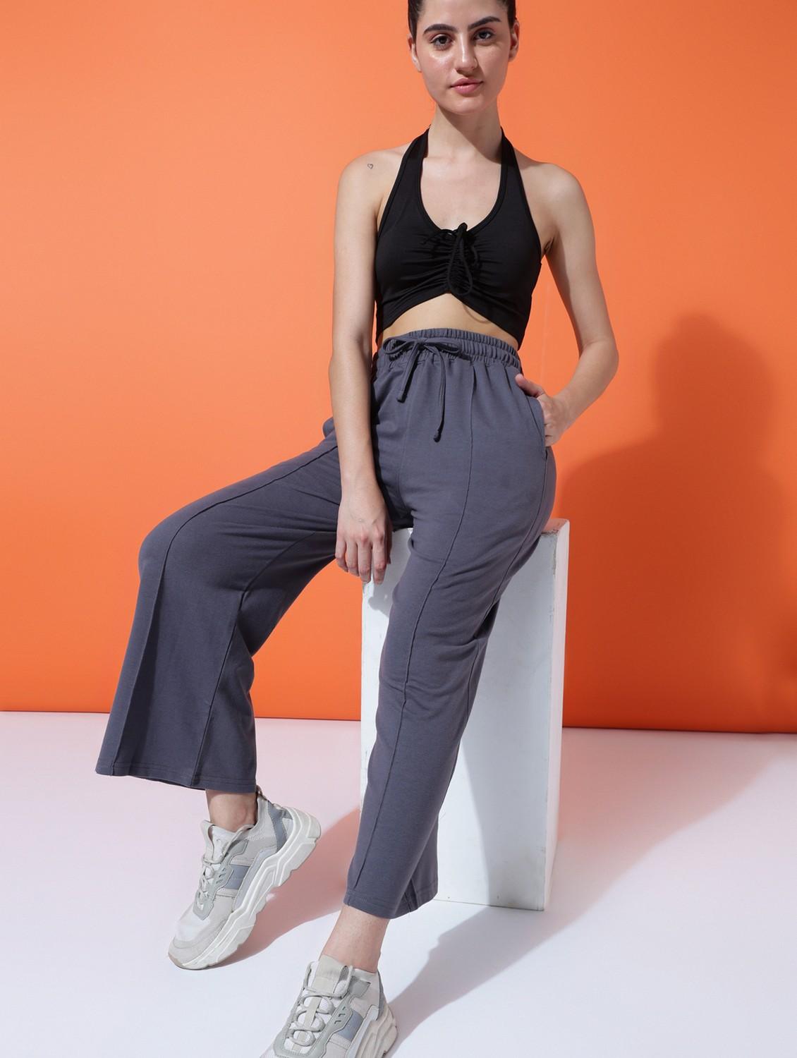women solid mid rise track pant - 21762301 - Standard Image - 2